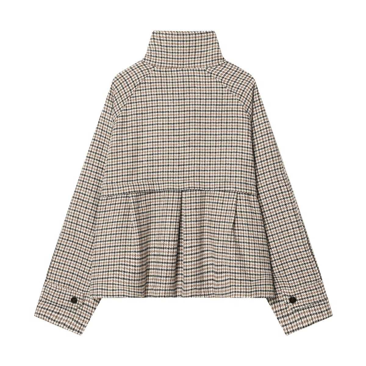 Dames cropped jas | Pied-de-poule & Hoge kraag