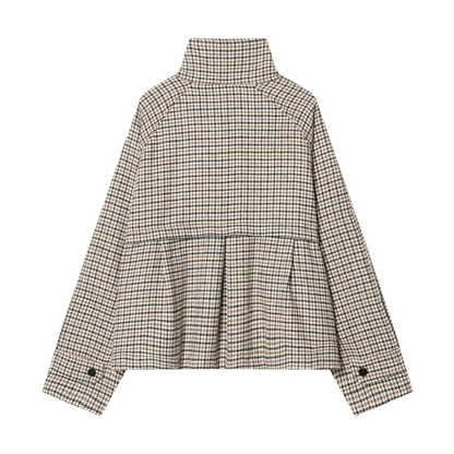 Dames cropped jas | Pied-de-poule & Hoge kraag