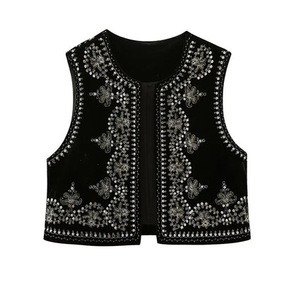 Mowa – Elegant Geborduurd Gilet voor Dames