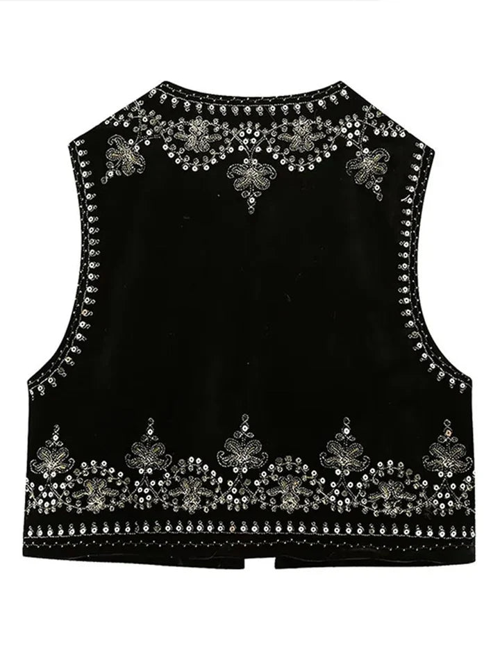 Mowa – Elegant Geborduurd Gilet voor Dames