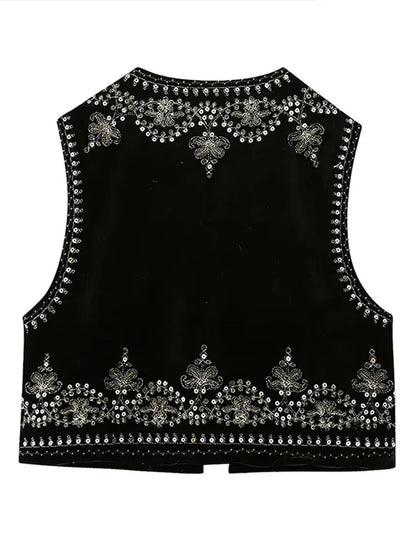 Mowa – Elegant Geborduurd Gilet voor Dames
