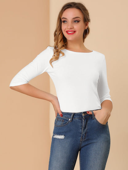 Lina Shirt Dames | Ronde Hals & 3/4 Mouwen