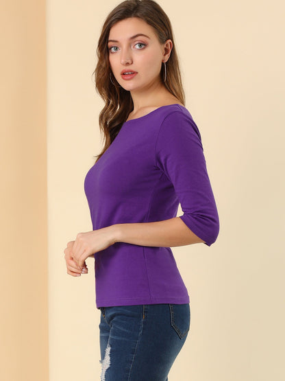 Lina Shirt Dames | Ronde Hals & 3/4 Mouwen