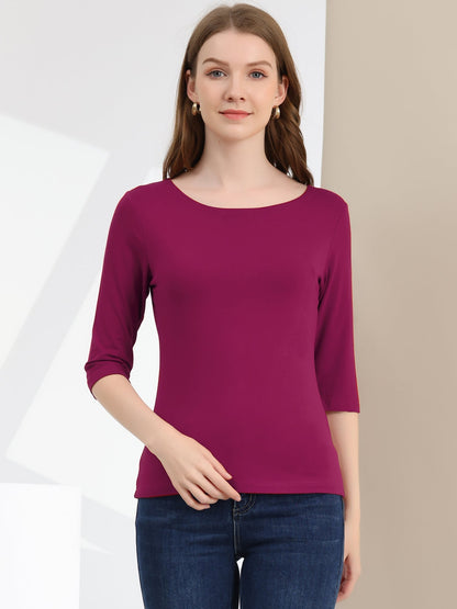Lina Shirt Dames | Ronde Hals & 3/4 Mouwen