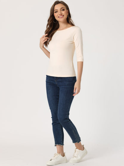 Lina Shirt Dames | Ronde Hals & 3/4 Mouwen