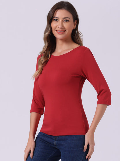 Lina Shirt Dames | Ronde Hals & 3/4 Mouwen
