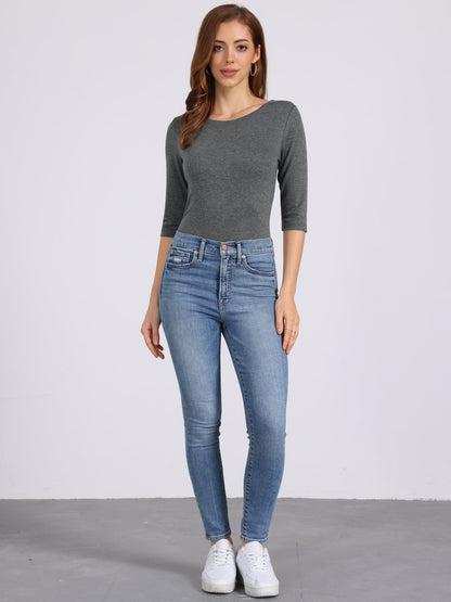 Lina Shirt Dames | Ronde Hals & 3/4 Mouwen