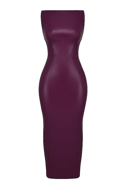 Vegan leren bodycon maxi jurk