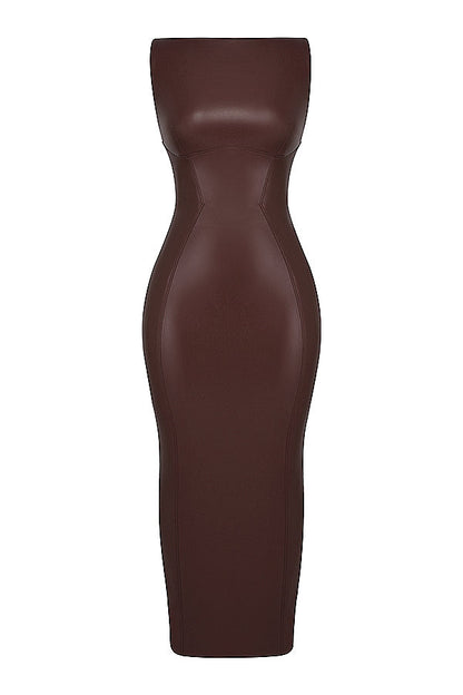 Vegan leren bodycon maxi jurk