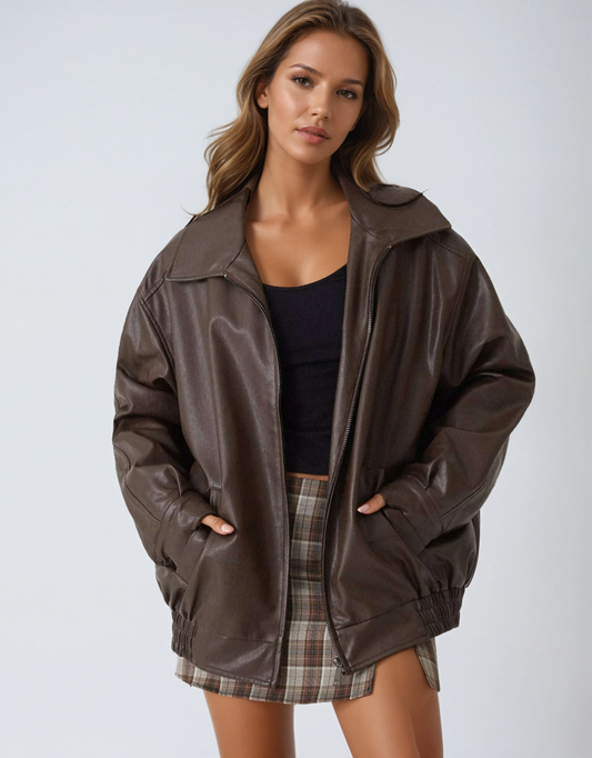Dames Leren Jas – Oversized Model